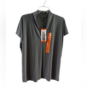 BUFFALO DAVID BITTON Short Sleeve Drape Top - Gray XXL NWT